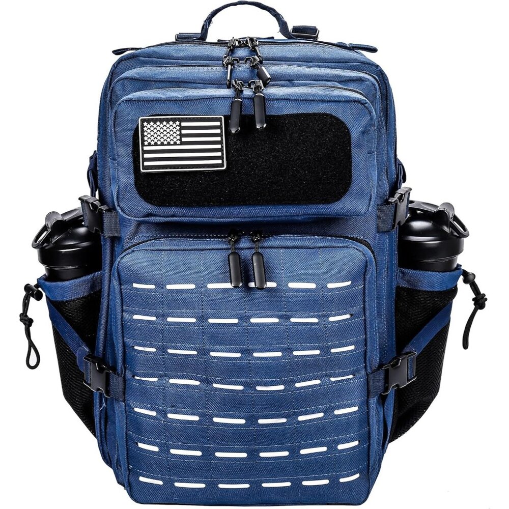 45L Tactical Backpack Molle Bag - Water-Resistant Heavy-Duty Nylon Large - Blue